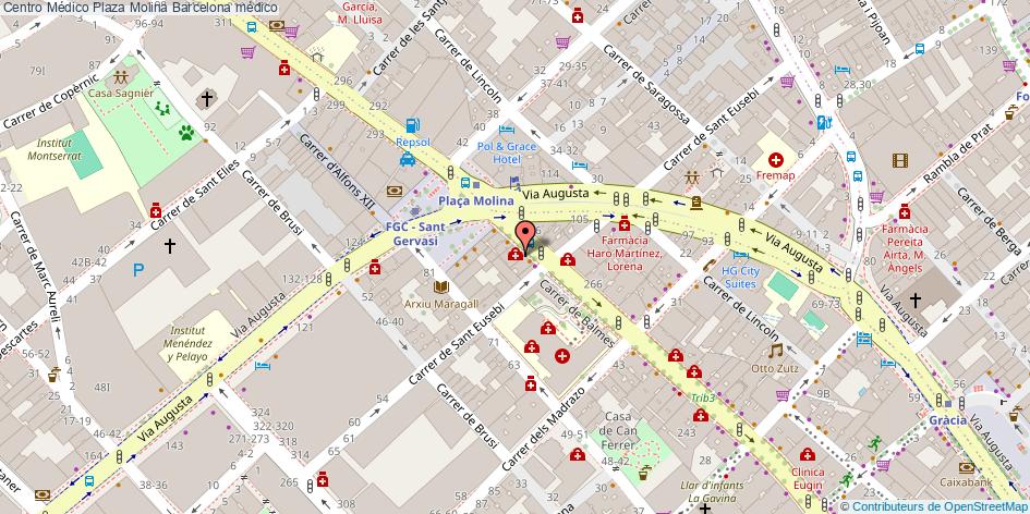 mapa Centro Médico Plaza Molina médico Barcelona