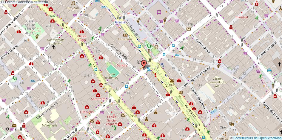 mapa El Fornet cafetería Barcelona