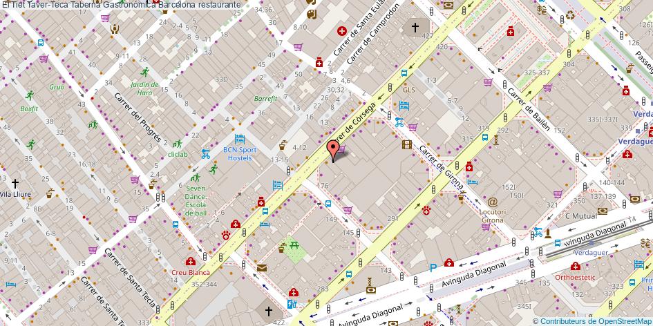 mapa El Tiet Taver-Teca Taberna Gastronómica restaurante Barcelona