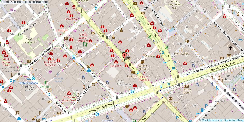 mapa Fermí Puig restaurante Barcelona