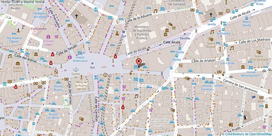 mapa Hostal Guerra hostal Madrid