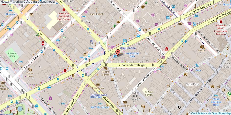 mapa Hostal Mayerling Centro hostal Barcelona