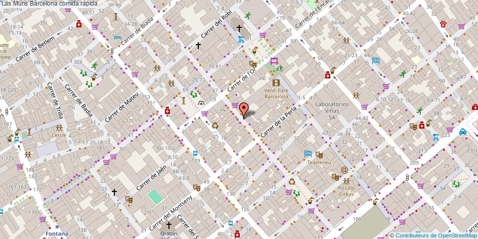 mapa Las Muns comida rápida Barcelona