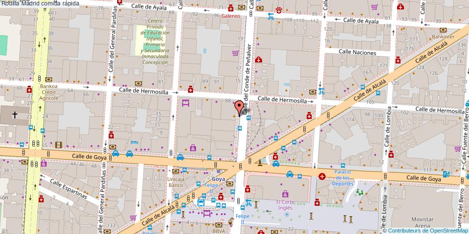 mapa Rodilla comida rápida Madrid