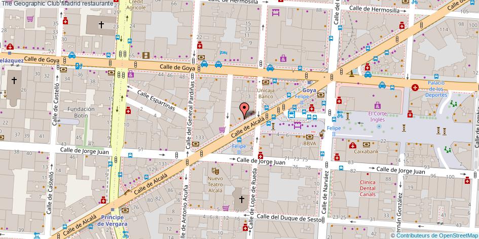 mapa The Geographic Club restaurante Madrid