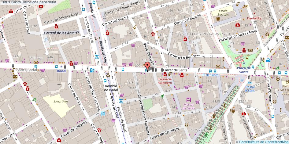 mapa Turris Sants panadería Barcelona